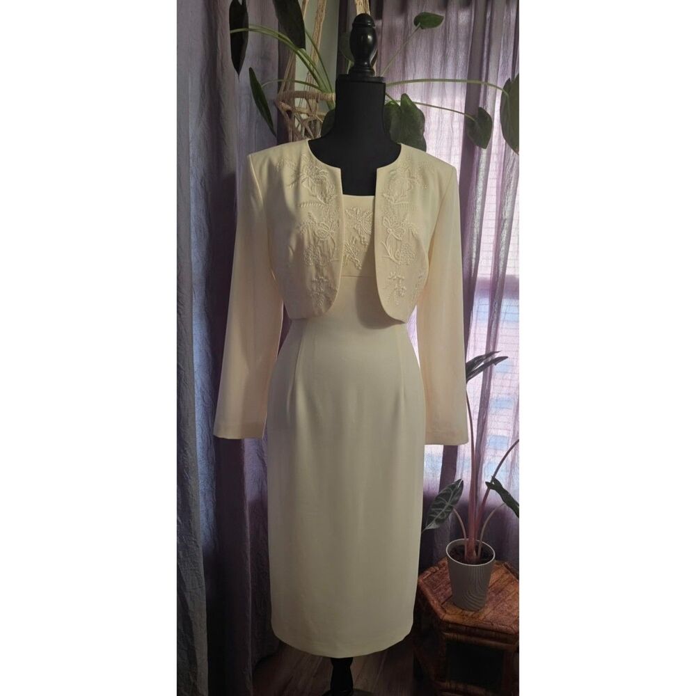 Donna Morgan Ivory Embroidered Two-Piece Mother-of-the-Bride Dress Set-Size 10